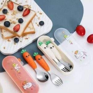 Toddler Stainless Steel Fork Spoon Set Baby Tableware