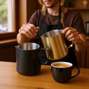 Food-grade 304 stainless steel latte art cup large capacity with scale