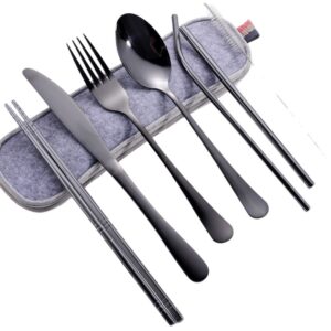 304 Stainless Steel seven pieces of Western tableware black knives forks and spoons