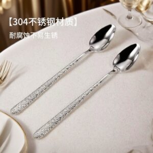 304 Stainless Steel malleolar stria Mirror-polished long handle Coffee Spoon