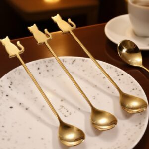 High-end cat-shaped stainless steel coffee spoon